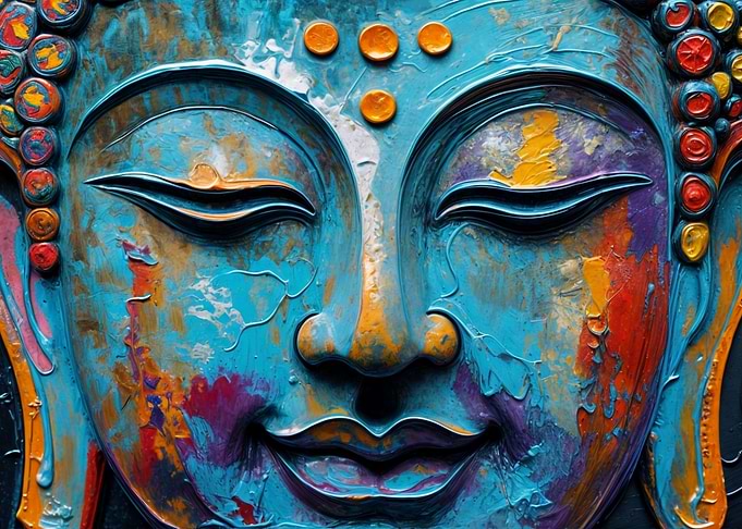 Colorful Buddha Face Painting
