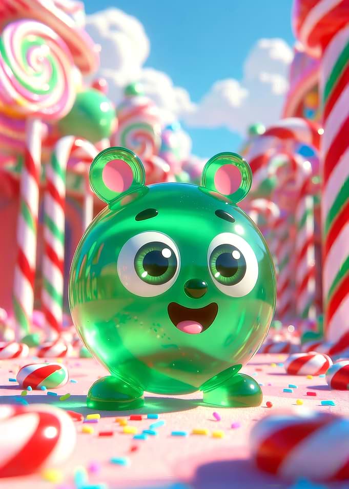 Holly Green the Boba Bear in Candy Land