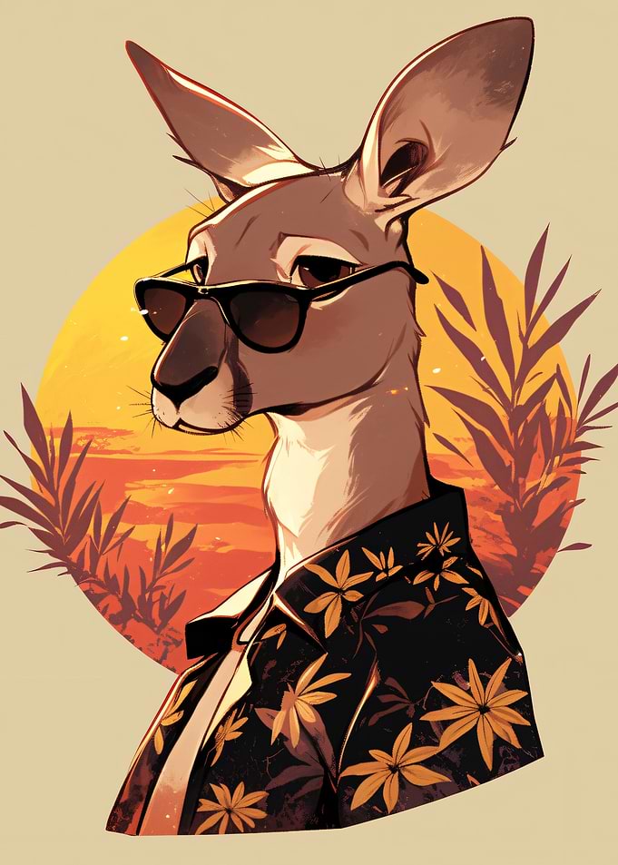 Cool Kangaroo with Sunglasses and Shirt