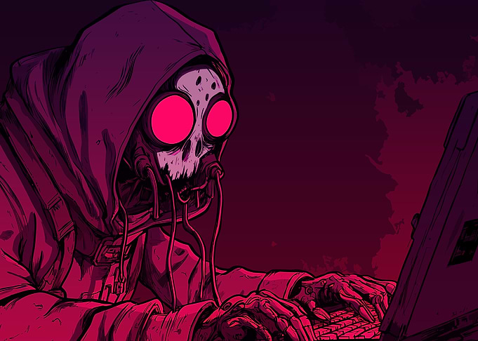 Skull with Laptop