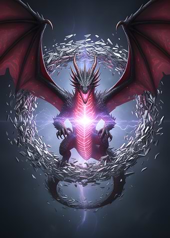 Dragon with Red Wings and Energy