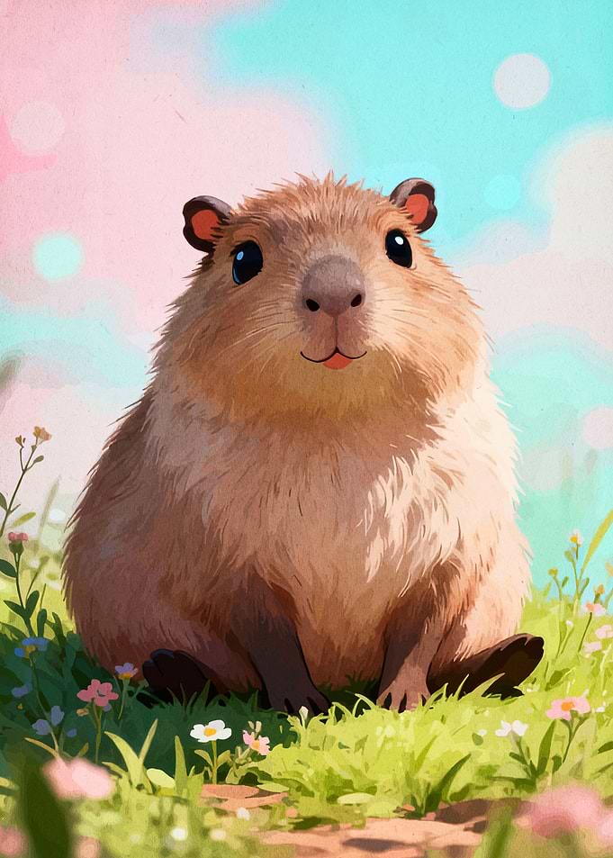 Cute Capybara in a Meadow