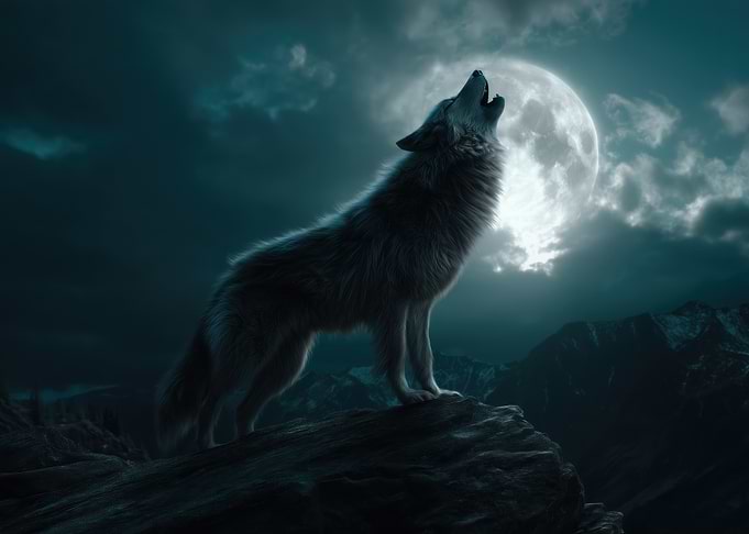Wolf Howling at the Moon