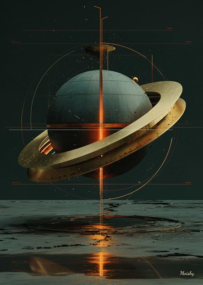 Retrofuturistic Saturn Core Alignment