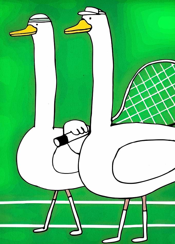 Tennis Swans Cartoon