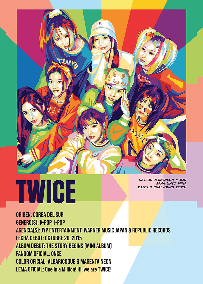 TWICE K-Pop Group Colorful Portrait
