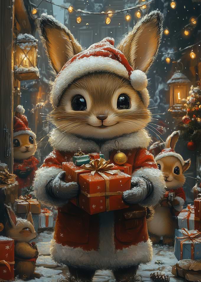 Christmas Bunny with Gifts