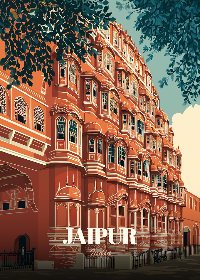 Hawa Mahal, Jaipur India Illustration