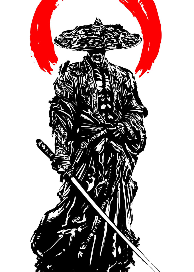 Samurai Warrior with Red Circle