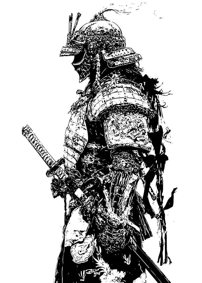 Black and White Samurai Illustration