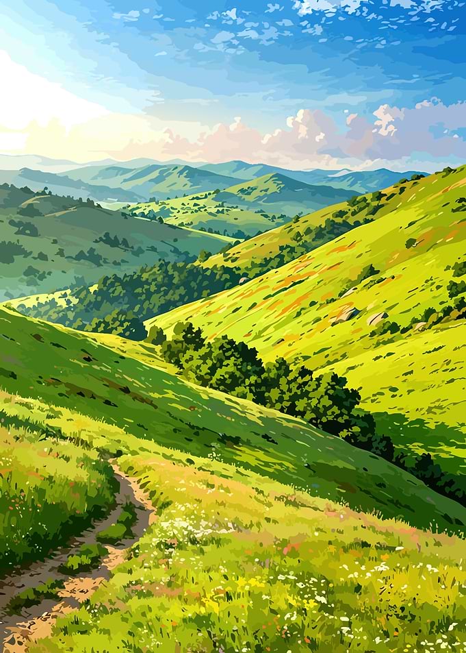Lush Green Hills Landscape