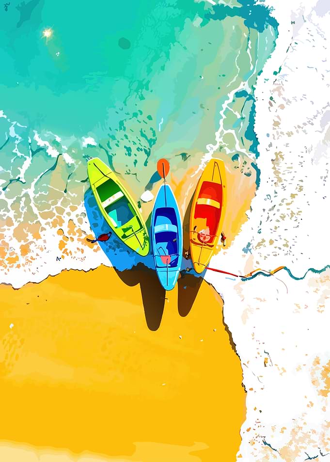 Kayaks on Beach