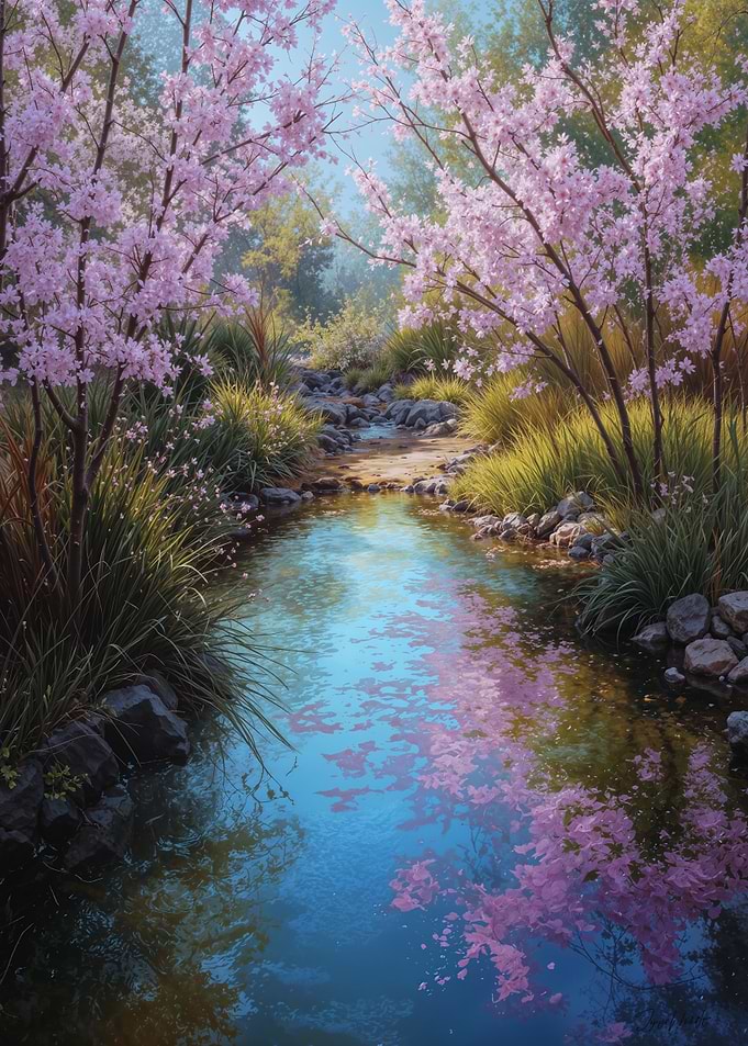 Spring Cherry Blossom Stream