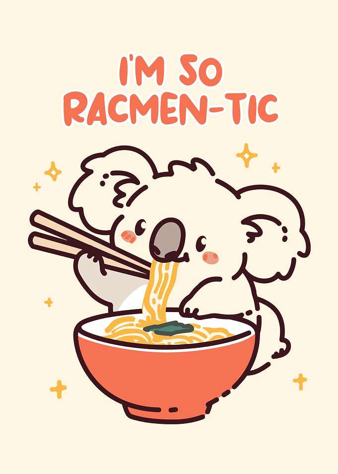Cute Koala Eating Ramen Illustration
