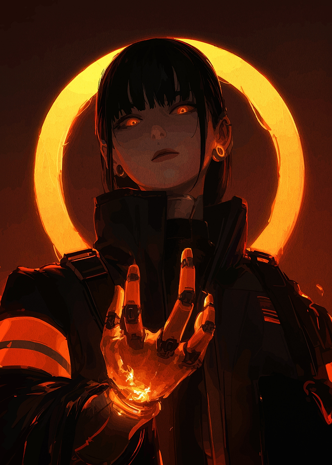 Cyberpunk Woman with Glowing Hand