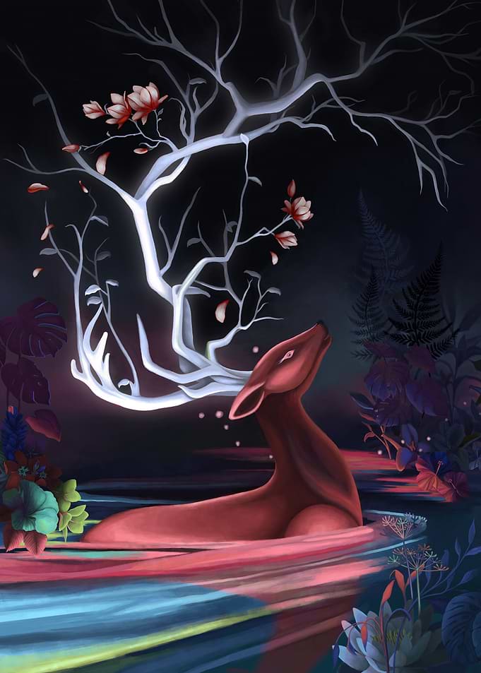 Mystical Deer in Enchanted Forest