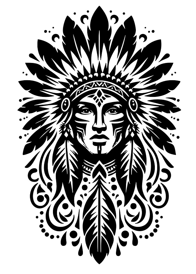 Native American Chief Black and White