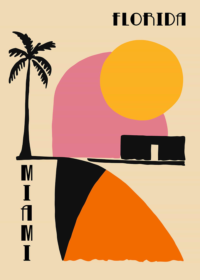 Florida Miami Abstract Travel Poster