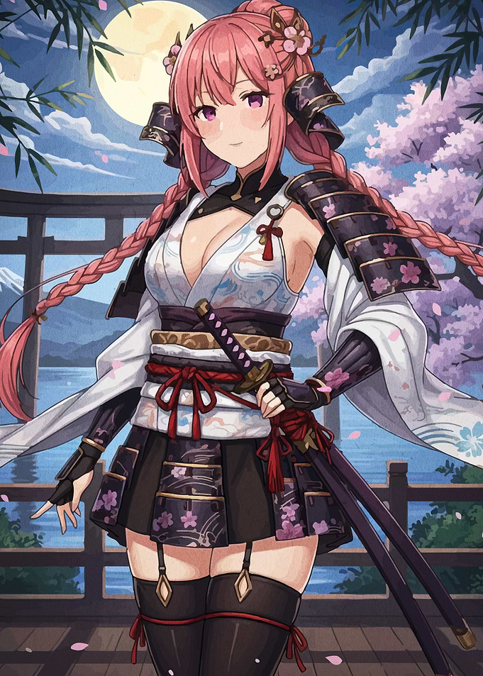Anime Girl Samurai with Pink Hair