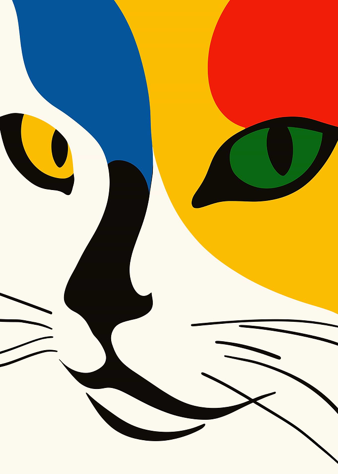 Abstract Cat Face Art