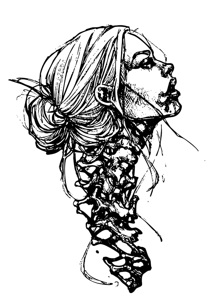 Woman's Profile with Spine Illustration