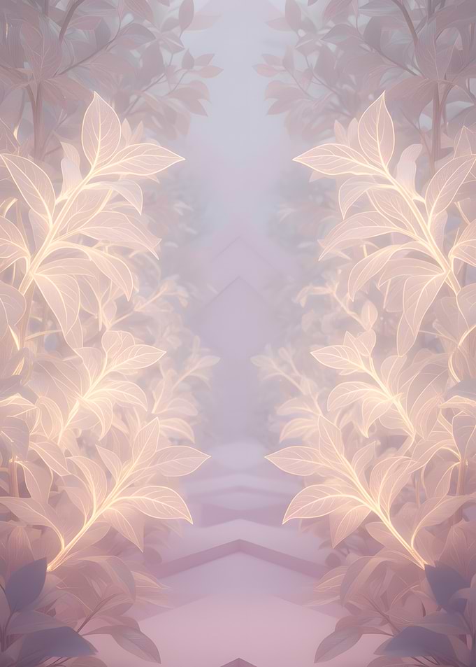 Ethereal Glowing Leaves Pathway