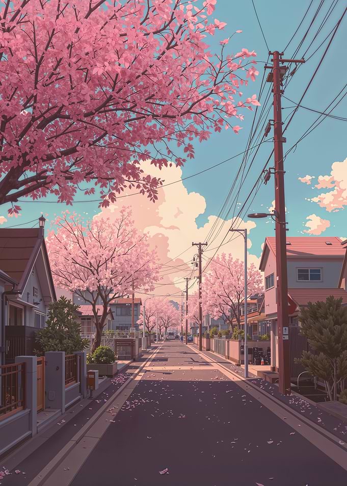 Spring Cherry Blossom Street