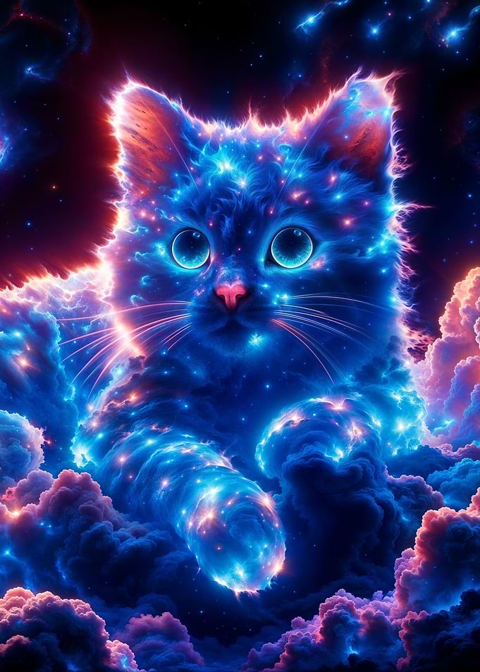 Cosmic Cat in Nebula Clouds