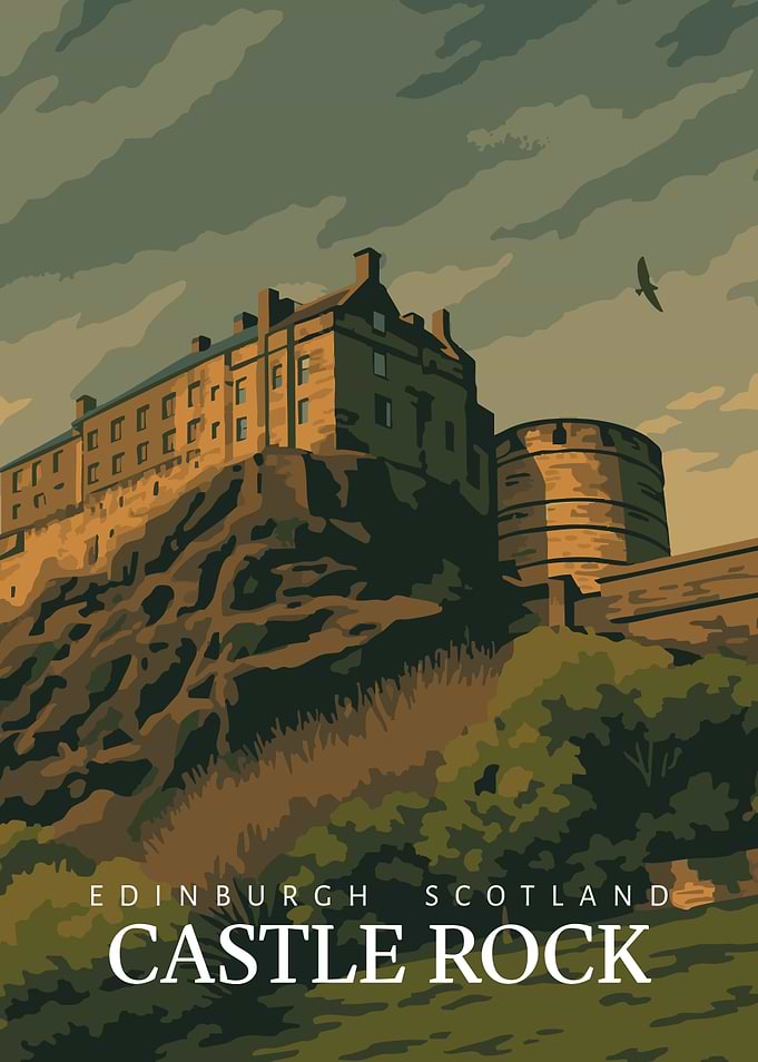 Edinburgh Castle Poster: Scotland Travel Art, Highland Decor