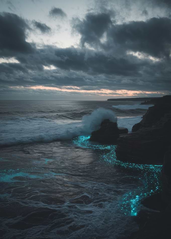 Waves Crashing on Rocky Coast