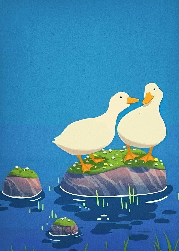 Two Ducks on a Rock