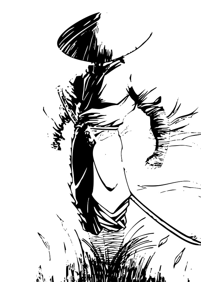 Samurai Warrior Black and White Art