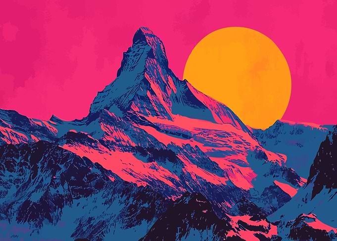 Matterhorn Switzerland Retro Minimalist Art Illustration