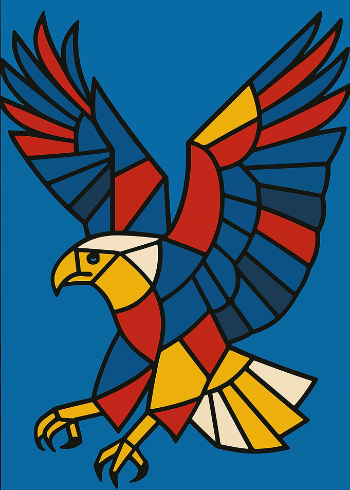 Picasso Style Cubist Abstract Flying Eagle