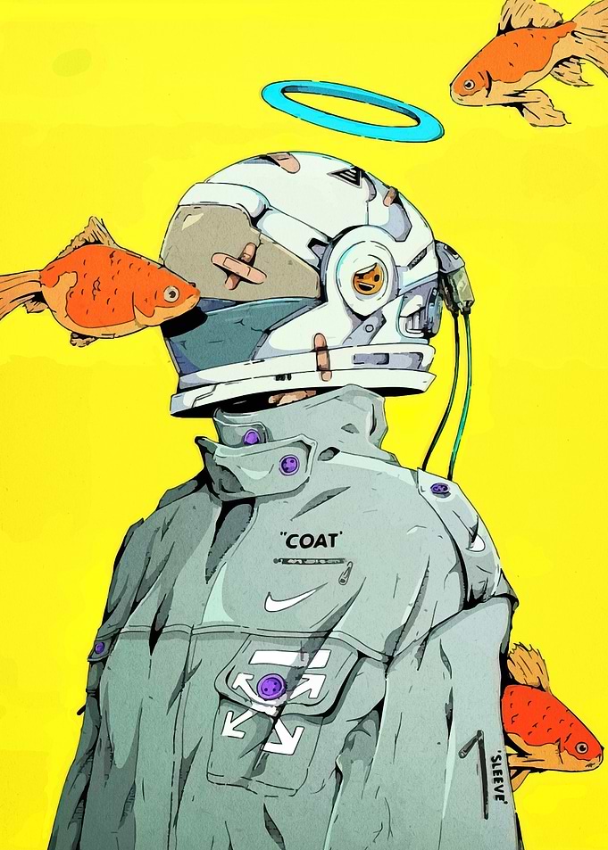 Astronaut with Goldfish and Fashion Coat