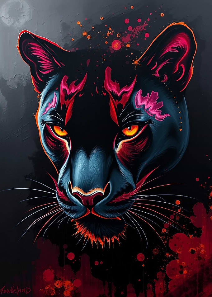 Colorful Panther Portrait