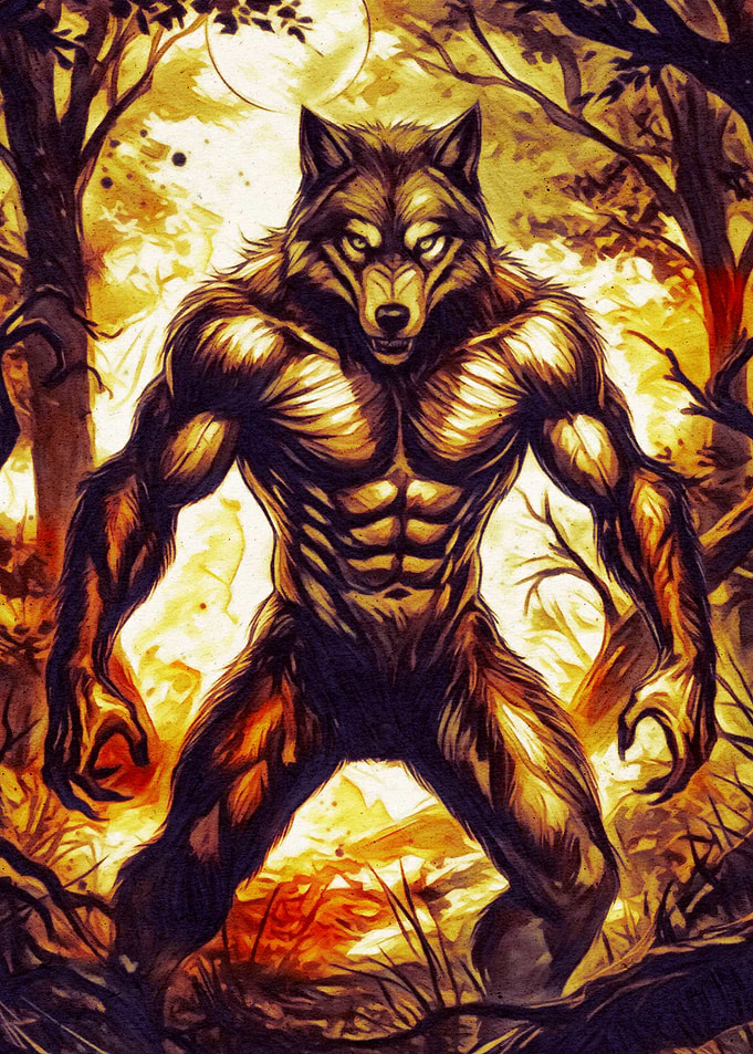 Werewolf in the Woods Illustration