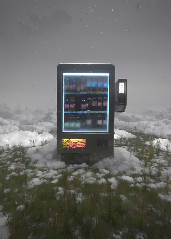 Vending Machine in a Snowy Field