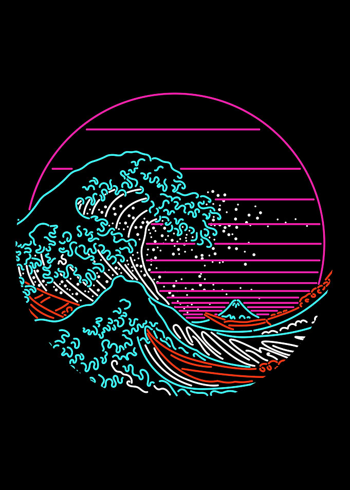 Neon Great Wave off Kanagawa