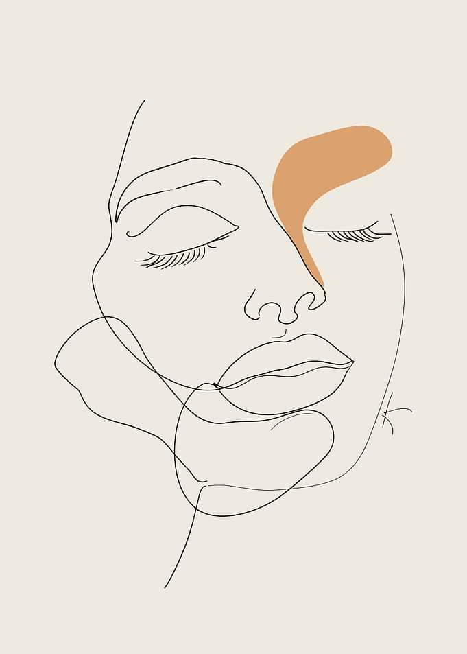 Minimalist Line Art Woman's Face