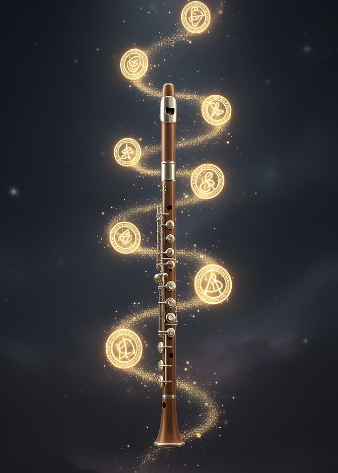 Magical Flute with Glowing Symbols