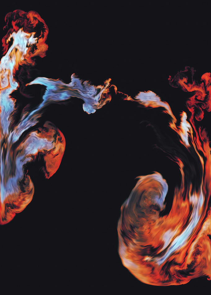 Abstract Swirls of Color on Black