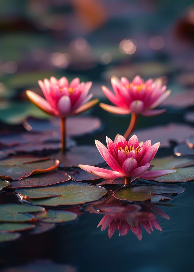 Spring Pink Water Lilies