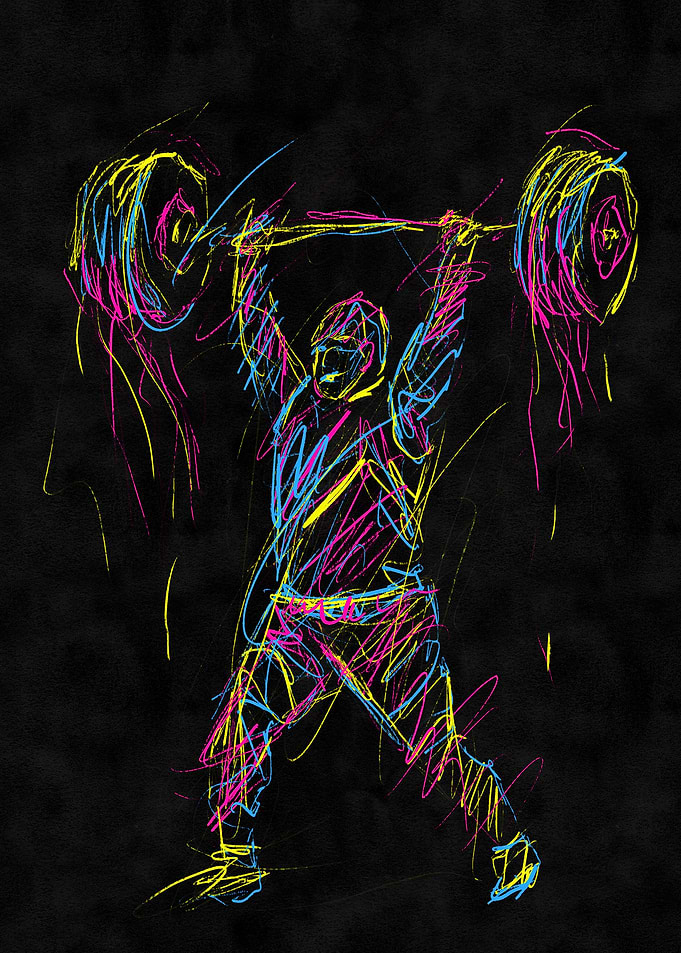 Weightlifter Sketch Art
