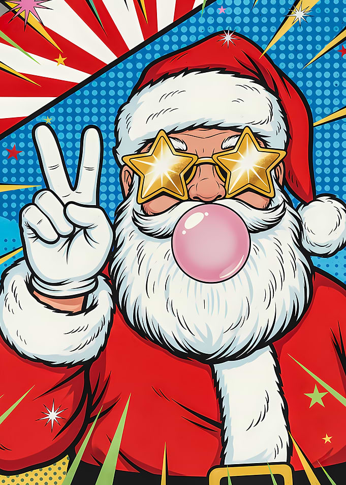 Pop Art Santa with Bubble Gum