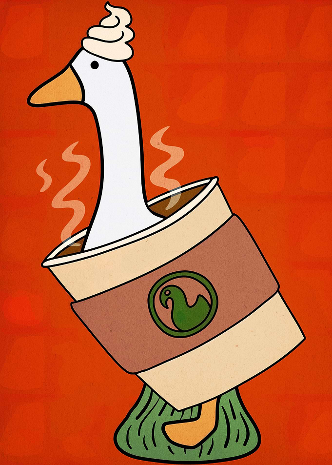 Goose in Coffee Cup with Cream