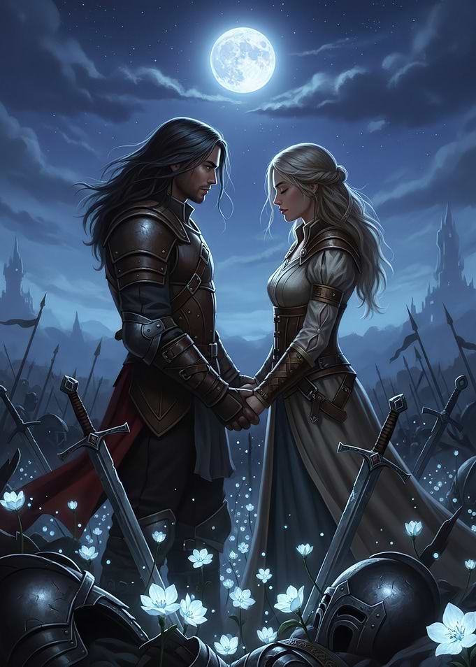 Medieval Couple Under Moonlight