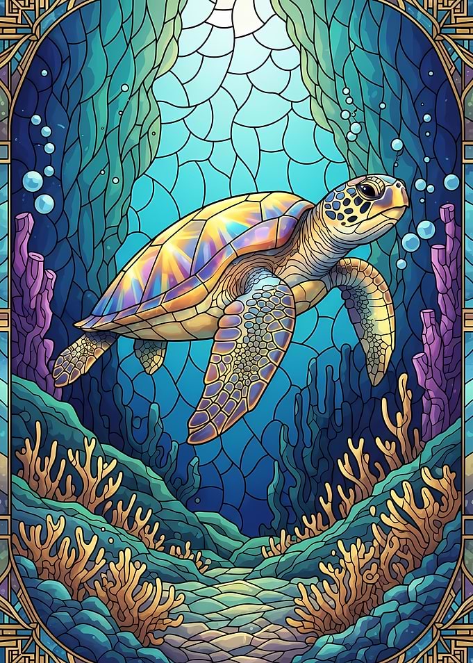 Stained Glass Sea Turtle
