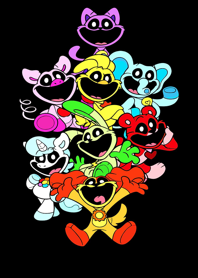 Colorful Cartoon Animal Pile-Up