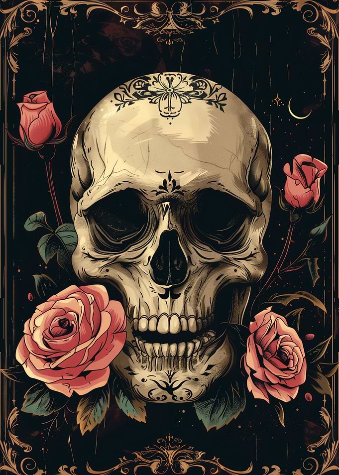Skull and Roses Illustration